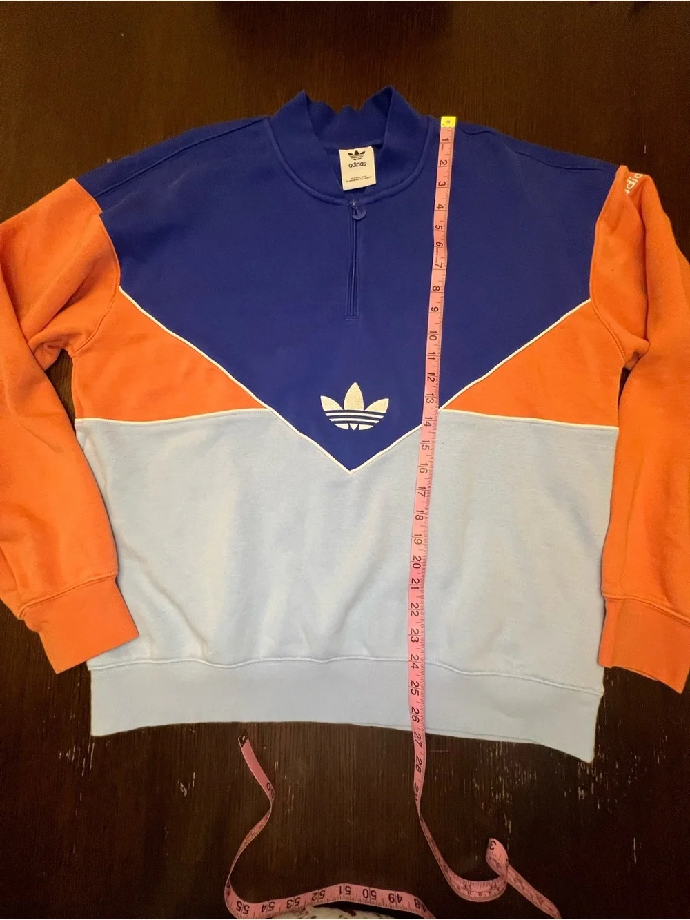 Adidas Originals Large Adicolor 1/4 Zip Color block Crew Sweatshirt IB3144